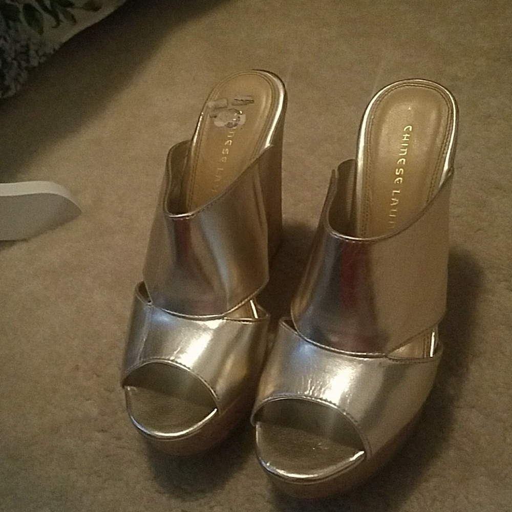 Gold Chinese Laundry wedge